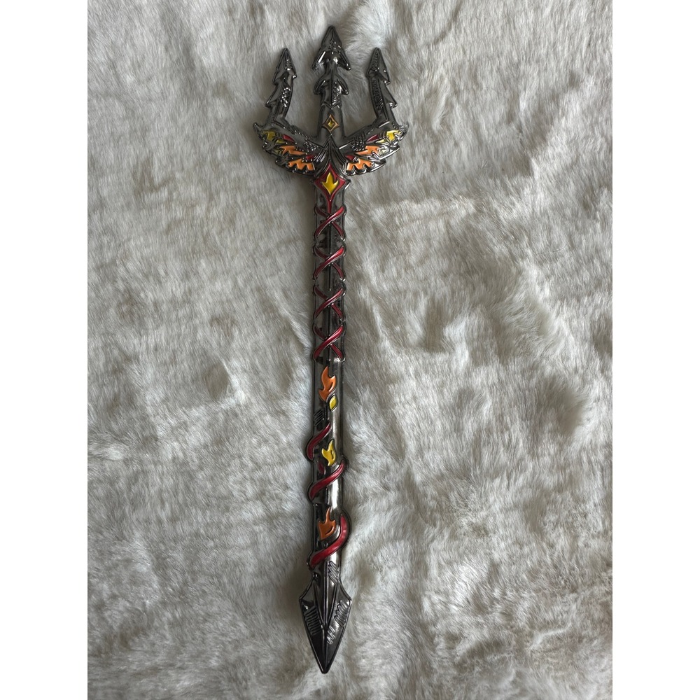 Letter Opener Fantasy Trident Unisex OS Gunmetal Red Fire Enamel Mythical Spear